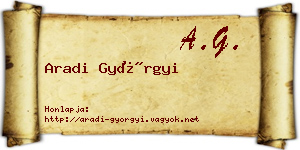 Aradi Györgyi névjegykártya