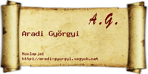 Aradi Györgyi névjegykártya
